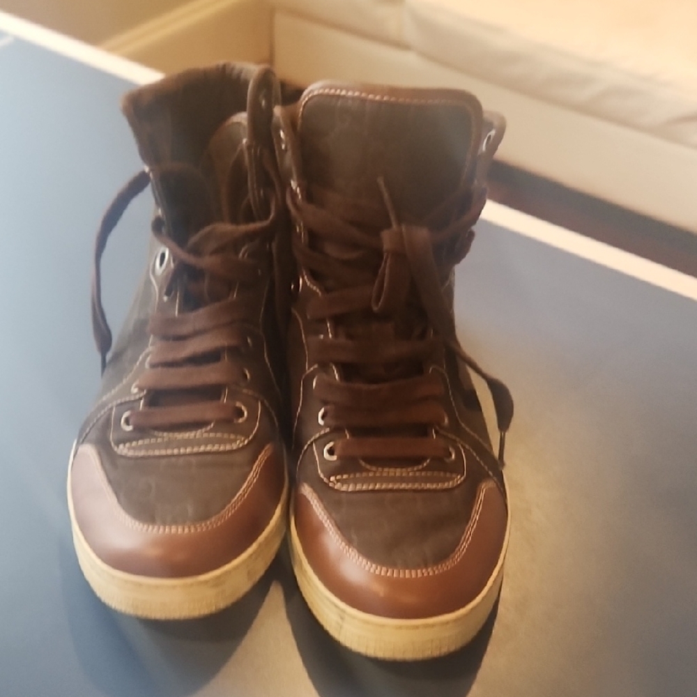 Gucci Men's Dark Brown High-Top Sneakers